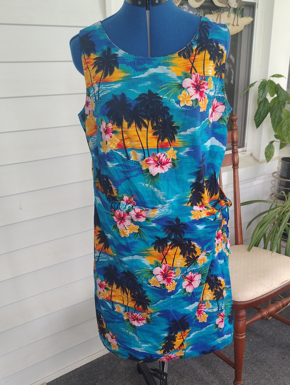 Vintage Hawaiian Faux Wrap Dress